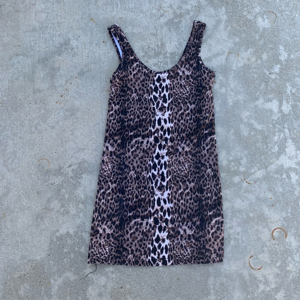 Leopard Cotton Spandex Mini Dress